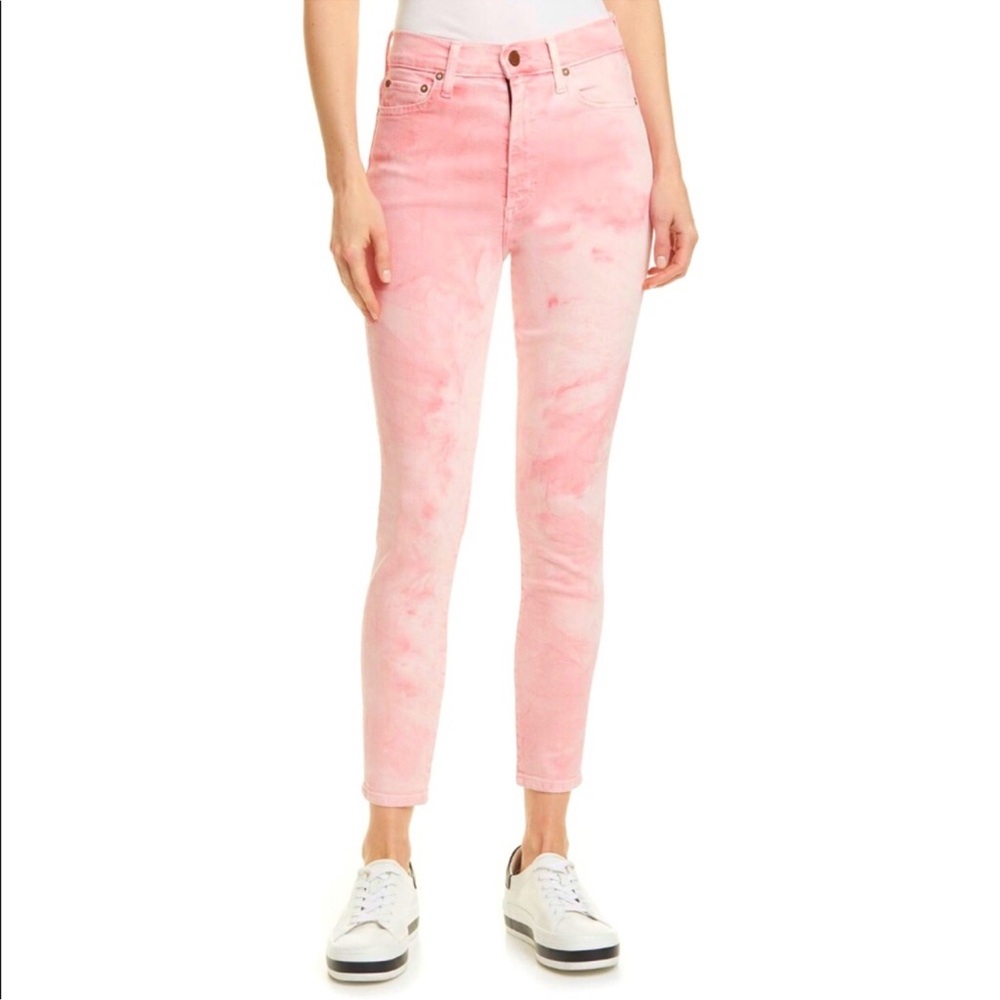 Alice + Olivia Good Tie Dye High Waist skinny Jean in crystal cloud pink